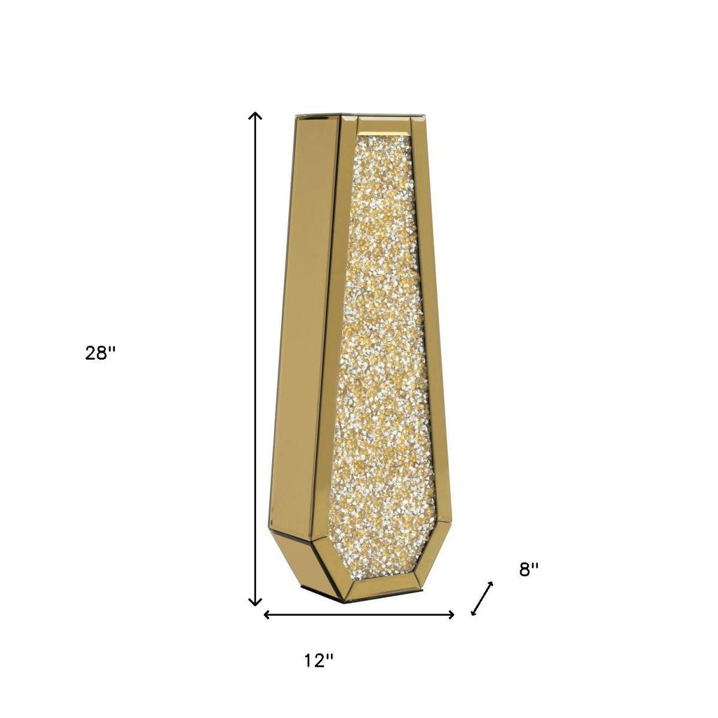 24" Gold Crystal Glass Floor Vase With Faux Crystals-6